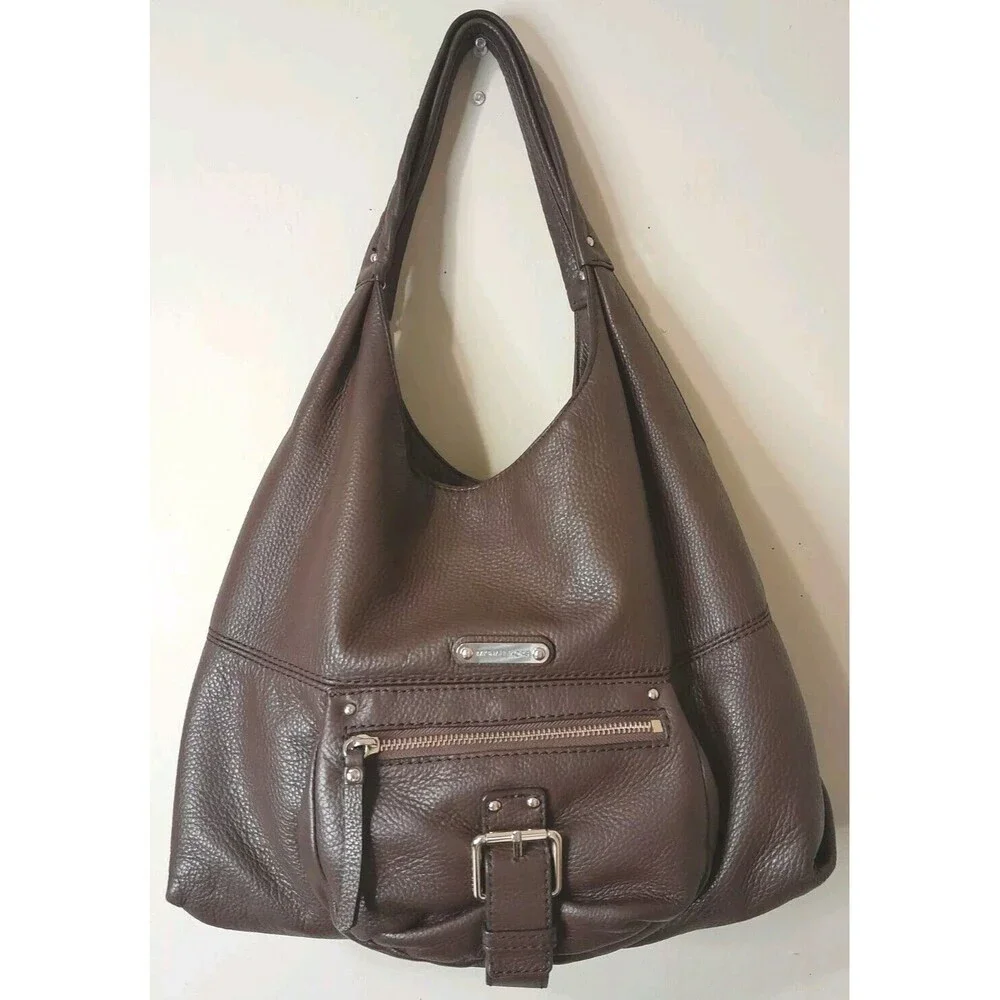 MICHAEL KORS Fulton Dark Brown SOFT Pebbled Leather Shoulder Bag Hobo Tote